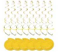 Lot de 36 serpentins décoratifs en forme de tourbillons dorés - Guirlande de spirales - Décoration d'anniversaire pour fille et garçon - Décoration de mariage doré