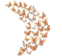 Lot de 36 stickers muraux 3D en forme de papillon doré pour décoration de maison, de réfrigérateur, de chambre, de fête, de mariage