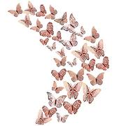Lot de 36 stickers muraux 3D en forme de papillon doré pour décoration de maison, de réfrigérateur, de chambre, de fête, de mariage
