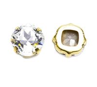 Lot de 36 strass à coudre en laiton doré K9 de couleurs mélangées pour souder des bijoux, des travaux manuels, des vêtements, des vêtements (10 mm, cristal)