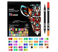 Lot de 36 stylos acryliques pour la peinture | 72 couleurs - Pinceaux à double tête pour débutants, enfants, dessin, pierre, bois, tissu, verre, céramique, extérieur