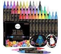 Lot de 36 stylos de peinture acrylique à double pointe pour peinture sur roche, bois, pierre, toile, céramique, surfaces en verre, loisirs créatifs et fournitures artistiques