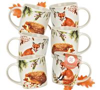 Lot de 36 tasses à thé d'automne, renard et hérisson, 350 ml, en porcelaine, passent au lave-vaisselle et au micro-ondes