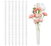 Lot de 36 tubes à essai pour fleurs, réutilisables, avec couvercles, en plastique transparent, adaptés pour la conservation des fleurs, les tables de mariage et la mise en page de bricolage