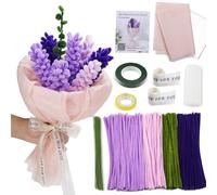 Lot de 360 cure-pipes pour l'artisanat - Multicolore - Kit de bricolage avec tiges de fleurs chenille, ruban de jardin, ruban, papier d'emballage - Idées pour activité artistique (lavande)