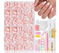 Lot de 360 faux ongles - Gradient Press on Nails Ballerine - Faux ongles français à coller avec 16 pièces - Kit de manucure - Blanc nude dégradé - Faux ongles pour femme - DIY (BallettNude)