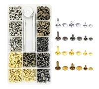 Lot de 360 rivets avec 3 outils de fixation, rivets à double capuchon, rivets en cuir, rivets en métal pour l'artisanat du cuir et la décoration de réparation de ceinture, etc.