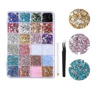 Lot de 36000 strass en résine - 3 à 4 mm - Multicolore - Plat et rond - Convient pour le nail art, la peinture du visage, les costumes et autres créations DIY (avec pincette)