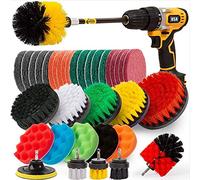 Lot de 37 brosses pour perceuse, perceuse, avec tampon exfoliant, éponge de polissage, pour salle de bain, douche, nettoyage des tapis, du mortier et du carrelage