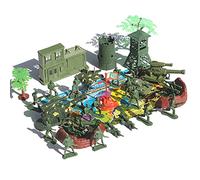 Lot de 37 jouets en plastique soldats figurines militaires véhicules avions hélicoptères accessoires pour enfants