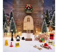 Lot de 37 lutin miniature pour porte de lutin - Accessoires de Noël | Kit de lutin en bois et plastique avec porte de lutin pour les paysages miniatures magiques
