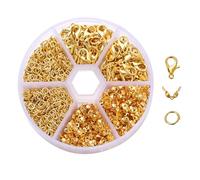 Lot de 370 Fermoirs pour Collier et Bracelet - Kit de Mousquetons et Attaches pour Fabrication de Bijoux, Perlage, DIY (Or)