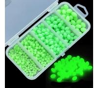 Lot de 376 perles de retenue vert olive pour la pêche en haricots lumineux anti-collision de tailles assorties 3 x 4 mm à 7 x 10 mm emballées dans une boîte