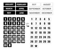 Lot de 38 chiffres magnétiques double face et mois - Indicateurs de dates magnétiques pour réfrigérateur de bureau - Pour tableau blanc magnétique et calendrier de réfrigérateur