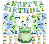 Lot de 38 décorations de fête d'anniversaire de golf, thème sport, cupcake, plug-in, ballon, drapeau, décoration d'anniversaire pour enfants, amateurs de fitness