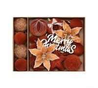 Lot de 38 décorations de Noël avec flocage en plastique pour décoration d'arbre, y compris boules et pendentifs, adaptées à divers besoins de décoration de vacances (camel)