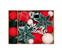 Lot de 38 décorations de Noël avec flocage en plastique pour décoration d'arbre, y compris boules et pendentifs, adaptées à divers besoins de décoration de vacances (rouge, vert, blanc)