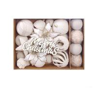 Lot de 38 décorations de vacances fabriquées à partir de flocage en plastique, sûres et réutilisables pour améliorer l'atmosphère festive à l'intérieur (blanc)
