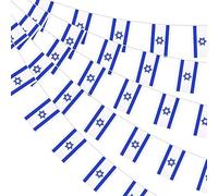 Lot de 38 fanions rectangulaires d'Israël de 10 m - Mini bannière israélienne à suspendre, drapeaux bleus et blancs, bannière juive pour la fête nationale de la fierté de la République, décorations