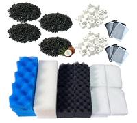 Lot de 38 filtres pour aquarium compatibles avec les filtres Fluval 306/307, comprend de la mousse bio, du charbon actif et des anneaux en céramique (2 ensembles d'entretien)