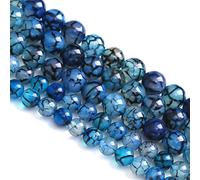 Lot de 38 perles d'agate veine de dragon bleue de 10 mm pour la fabrication de bijoux, bracelets, colliers (oz6, a223)
