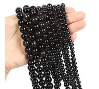 Lot de 38 perles en pierre naturelle en jade obsidienne œil de tigre pour la fabrication de bracelets, colliers, accessoires de 4 à 12 mm, obsidienne noire, 10 mm