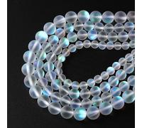 Lot de 38 perles rondes en quartz mystique naturel, 10 mm, couleur arc-en-ciel, blanc mat givré, pour la fabrication de bijoux et de bracelets (761, lz)
