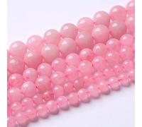 Lot de 38 perles rondes en quartz rose naturel de 10 mm pour la fabrication de bijoux et de bracelets - 38,1 cm