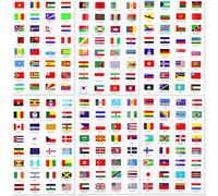 Lot de 384 autocollants motif drapeau du monde - Autocollants de pays internationaux imperméables en PVC pour 192 pays - Mini drapeaux de voyage pour planificateur scolaire, scrapbooking, journal