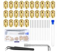 Lot de 39 accessoires pour imprimante 3D : 25 buses pour MK8 Ender 3 + 12 aiguilles de buse d'imprimante 3D,buses Hotend en laiton de 0,4 mm pour Ender 3/Ender 3 V2/Ender 3 Pro,+ pince