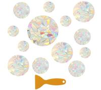 Lot de 39 autocollants de fenêtre Prism PVC Anti-collision Protection contre les oiseaux Arc-en-ciel Film de fenêtre circulaire Attrape-soleil Autocollant Décoration pour arrêter les oiseaux Fenêtre