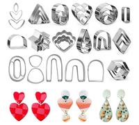 Lot de 39 emporte-pièces en acier inoxydable pour boucles d'oreilles | Emporte-pièces géométriques pour biscuits, décorations de gâteaux, boucles d'oreilles, pendentifs, accessoires d'artisanat
