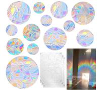 Lot de 39 Suncatcher Sticker, Anti Collision Arc-En-Ciel Fenêtre, Rainbow Prism Autocollant En Verre, Anti-Collision Statique Arc-En-Ciel, Diamètres Variés, Décoration Lumineuse Pour Maison, Bureau