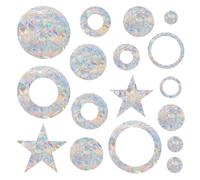 Lot de 39 Suncatcher Sticker Window Stickers Anti Collision Oiseaux Stickers Electrostatiques Autocollants de Décoration pour Fenêtre Forme de Cercle et D'étoile