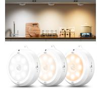 Lot de 3Lumiere detecteur de Mouvement Interieur, Lampe led Détecteur de Mouvement, 3*AA Fonctionnement à piles - Veilleuse Triple Fonction Dimmable pour Escaliers, Chambre, Cuisine et Chambre d'Enfan