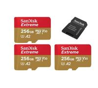 Lot de 3PCS Carte Mémoire Micro SDXC Extreme 256 Go Classe 10, U3, V30 jusqu'à 190Mb/s écritures 130Mb/s carte microSDXC