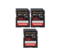 Lot de 3PCS carte SDXC SanDisk Extreme PRO carte SDXC 128 Go RescuePRO Deluxe, jusqu'à 200 Mo/s, UHS-I, Classe 10, U3, V30