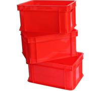 ARTECSIS Lot de 3 Caisses en plastique 29L - 41X34x24 cm - Rouge/Bac de rangement empilable