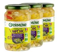 Lot de 3x Légumes Wok | Haricots Mungo | Brocoli | Oignons | Poivrons - Bocal en verre 330g. | GERMLINE
