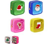 Lot de 4/12 mini trousses de maquillage de Noël à fermeture éclair pour les soins de la peau - Cadeau de voyage pour femme, 4 pièces C, Classique