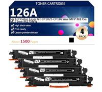 (Lot de 4) 126A CE310A CE311A CE312A CE313A Cartouches de Toner Haute Capacité pour HP Color LaserJet CP1025 CP1025nw MFP M175a M175nw M275NW Imprimantes, Impression en Grand Volume,Black-4 Pack