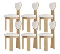 Lot de 4/2/6 chaises de salle à manger modernes en bois massif du milieu du siècle avec coussins en cuir et dossier d'amour - Meubles élégants pour cuisine et salle à manger pour salon et salle