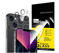 Lot de 4, 2 x Verre Trempé pour iPhone 13 Mini et 2 x Protection Ecran Caméra Arrière -sans Bulles d'air -Ultra Résistant