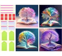 Lot de 4 5D Diamond Painting Arbre magique Peinture Diamant Broderie Diamant Kit Complet Carré Point de Croix Cristal Painting DIY Diamant Painting Adultes pour Murale Maison Décor 10x10cm T-4191