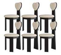 Lot de 4/6 chaises de salle à manger modernes du milieu du siècle en bois massif avec coussins en cuir et dossier Love pour cuisine, salle à manger, salon, chambre à coucher, bureau à domicile (noir