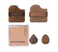 Lot de 4/6 houppettes de maquillage humides et sèches pour les doigts - Poudre au chocolat - Petit pouce