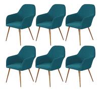 Lot de 4/6 housses de chaise de salle à manger modernes avec accoudoirs, extensibles, dos incurvé, amovibles et lavables - Protection élégante pour chaises de cuisine et de salle à manger (Blu-b, 6)