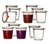 Weck – Lot de 6 bocaux en verre avec joints, pinces et couvercles 500 ml