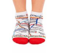 Lot de 4 à 7 chaussettes London Underground White and Red Map Trainer Chaussettes cadeaux pour femme London Souvenirs (par LILAJ)