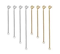 Lot de 4 à 8 chaînes d'extension en acier inoxydable for collier, chaîne d'extension for la fabrication de bijoux avec fermoirs mousquetons(Mix 8pcs)